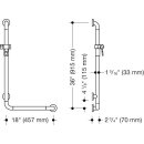 HEWI Angle handle with shower holder (USA), Series 801 Axle dimensions 36 x 18 inch stone grey