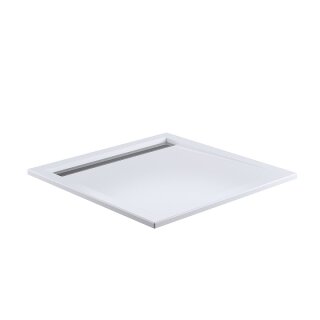 HSK 5525090-41 Quadrat mit Ablaufrinne 90x90cm edelstahl poliert ohne Antislip Weiß