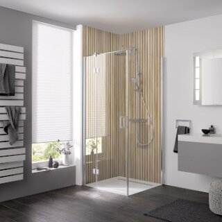 HSK 2800120-41-520 Aperto Drehtür Pendelbar an Nebenteil für Seitenwand 1200x2000mm Chromoptik Grau