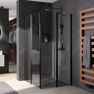 HSK 4825500-41-1650 Exklusiv 2.0 Eckeinstieg Pendelbar 4-teilig Sondermaß Chromoptik Linea 02 mit Edelglas-Beschichtung