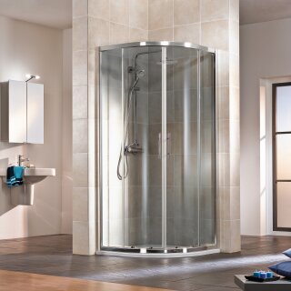 HSK 11401555081680 Favorit Schiebetür Runddusche 4-teilig mit Bodenprofil R550 900x800x1850mm Manhattan Perla Edelglasbeschichtung