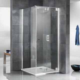 HSK 2178500-41-150 K2P Drehfalttür Pendelbar mit Seitenwand Sondermaß Chromoptik Showerguard