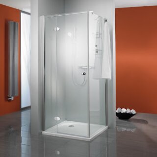 HSK 600100-4-1000 Premium Classic Drehtür an Nebenteil mit Seitenwand 1000x2000mm Weiß Mattierung Mittig mit Edelglas-Beschichtung