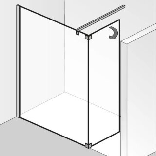 HSK 1727100-41-100 Walk In Atelier Frontelement mit Beweglichem Seitenteil 1000x350x2000mm Mattierung Mittig