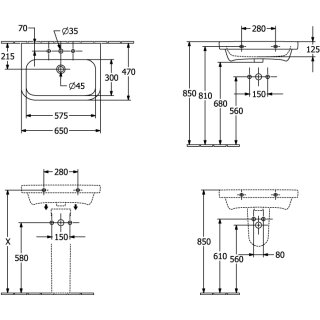 Villeroy & Boch 418866R1 Waschbecken Architectura 650x470mm