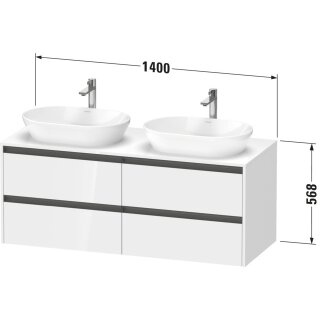 Duravit K24898B55550000 Ketho2 KWTU WH 1400x550x568 Ei