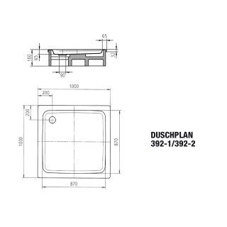 KALDEWEI 440200011001 DW DUSCHPLAN Mod.392-1, 1000 x 1000,