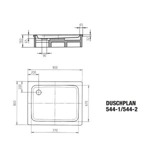 KALDEWEI 440400011001 DW DUSCHPLAN Mod.544-1, 800 x 900,