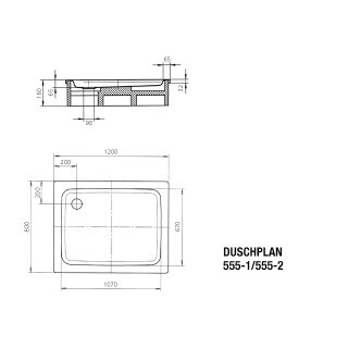 KALDEWEI 448200011001 DW DUSCHPLAN Mod.555-1, 800 x 1200,