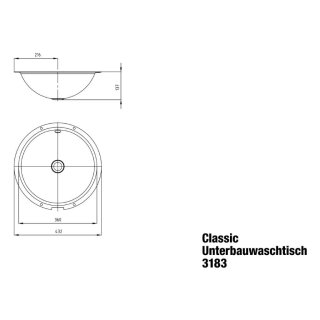 KALDEWEI 910107253667 Unterbauwaschtisch CLASSIC Mod.3183,