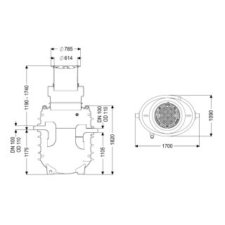 KESSEL 95030-170D-DR Fettabscheider EasyClean ground