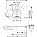 Villeroy &amp; Boch 670801R7 Ecksp&uuml;le Solo Eck 1075x600mm Ablgarn.