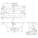 Villeroy &amp; Boch UAP199OBE2B1V01 Badewanne Oberon 1900x900x505mm