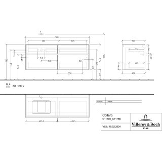 Villeroy & Boch C11700AH WTUS Collaro C11700 1400x548x500mm 4