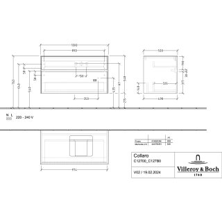 Villeroy & Boch C127B0AA WTUS Collaro C127B0 1000x548x500mm m.