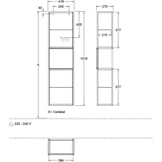 Villeroy & Boch F460HJHB Hochschrank Finion F46 418x1516x270mm
