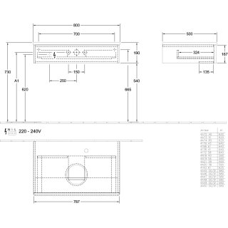 Villeroy & Boch K08150GK WTUS Antao K08_5 800x190x500mm
