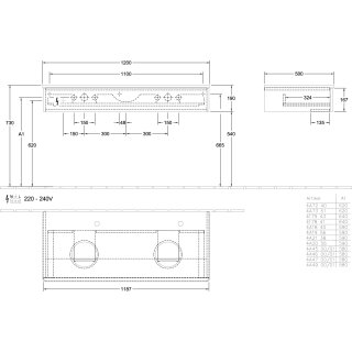 Villeroy & Boch K13150PD WTUS Antao K13_5 1200x190x500mm