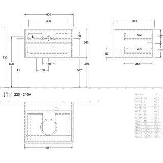 Villeroy & Boch K18150HL WTUS Antao K18_5 600x360x500mm