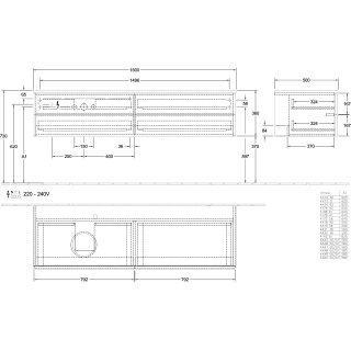 Villeroy & Boch K26150HG WTUS Antao K26_5 1600x360x500mm