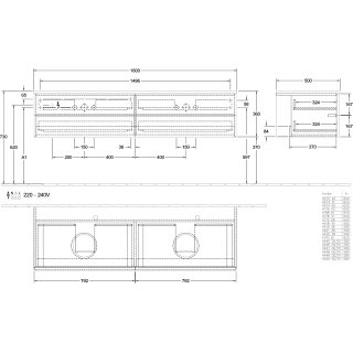 Villeroy & Boch K28050HJ WTUS Antao K28_5 1600x360x500mm