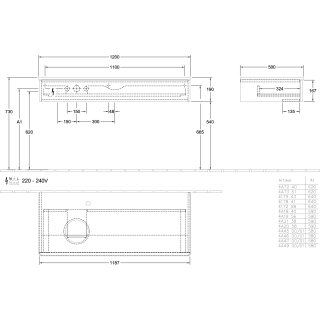 Villeroy & Boch L11050PD WTUS Antao L11_5 1200x190x500mm
