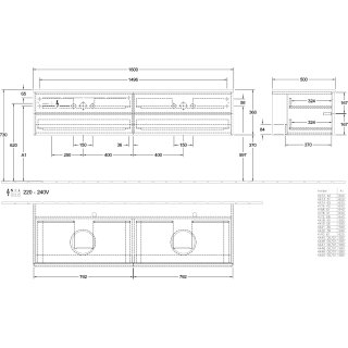 Villeroy & Boch L28150GK WTUS Antao L28_5 1600x360x500mm