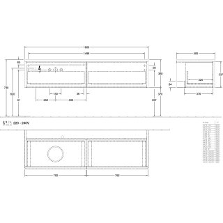 Villeroy & Boch L37050GK WTUS Antao L37_5 1600x360x500mm