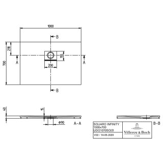 Villeroy & Boch UDQ1070SQI2IVAL DW Squaro Infinity 1000x700x40mm