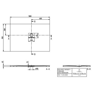Villeroy & Boch UDQ1390SQI2RVAL DW Squaro Infinity 1300x800x40mm