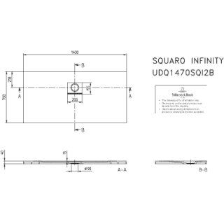 Villeroy & Boch UDQ1470SQI2BVAL DW Squaro Infinity 1400x700x40mm