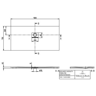 Villeroy & Boch UDQ1575SQI2IVAL DW Squaro Infinity 1500x750x40mm