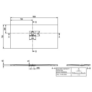 Villeroy & Boch UDQ1575SQI2LVAL DW Squaro Infinity 1500x700x40mm