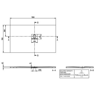 Villeroy & Boch UDQ1590SQI2RVAL DW Squaro Infinity 1500x900x40mm