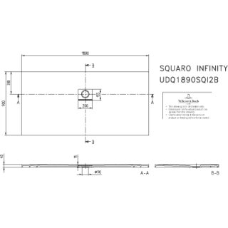 Villeroy & Boch UDQ1890SQI2BVAL DW Squaro Infinity 1800x900x40mm