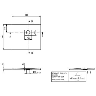 Villeroy & Boch UDQ8070SQI2RVAL DW Squaro Infinity 1800x1000x40mm