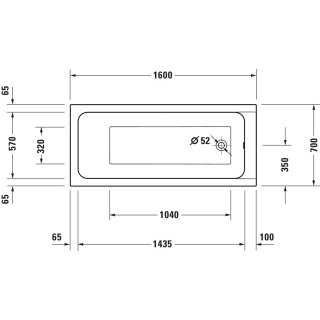 DURAVIT 700669000000000 D-Code BW, 1600x700mm,Innentief. 450