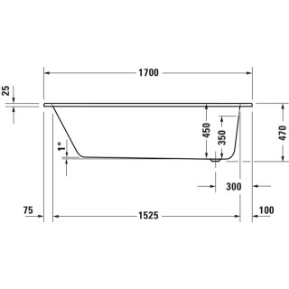 DURAVIT 700670000000000 D-Code BW, 1700x700mm,Innentief. 450