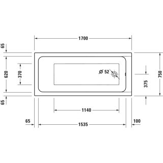 DURAVIT 700671000000000 D-Code BW, 1700x750mm,Innentief. 450