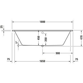 DURAVIT 700672000000000 D-Code BW, 1800x800mm,Rückensch. 2