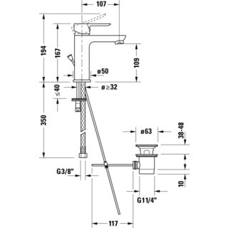 DURAVIT DC1023001046 D-Code Einhebel-Waschtischmischer M