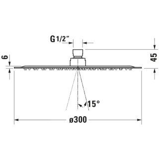 DURAVIT UV0660020070 Kopfbrause D300, Rund, Rain Edelstahl