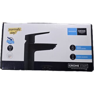 Grohe QuickFix Start - Waschtischarmatur mit Push-Open-Ablaufgarnitur, schwarz matt