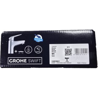 Grohe Swift - Waschtischarmatur mit Push-Open-Ablaufgarnitur, Kaltstart, Chrom