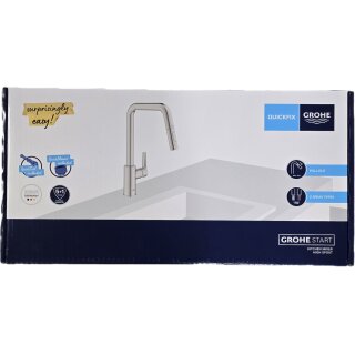 Grohe QuickFix Start - Spültischarmatur mit ausziehbarer Brause, Supersteel