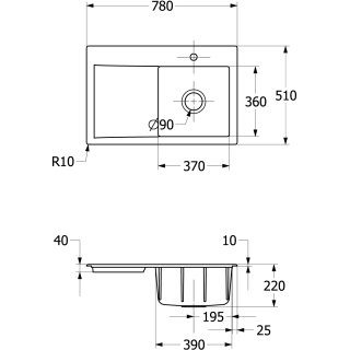 Villeroy & Boch 334701R8 EB-SP Subway Style 45 780x510mm