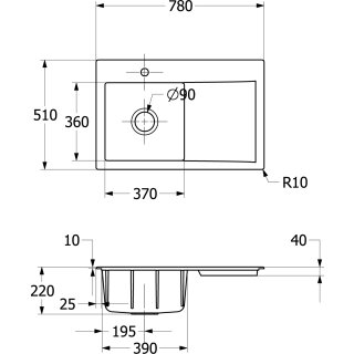 Villeroy & Boch 334800R8 EB-SP Subway Style 45 780x510mm IB li