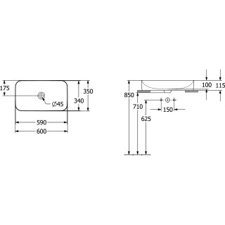 Villeroy & Boch 414361R7 Aufsatzwaschbecken Finion 414361 600