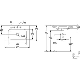 Villeroy & Boch 416484R7 SchrankWT Finion 416484 800x500mm