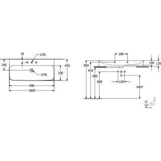 Villeroy & Boch 41681BR7 WT Finion 41681B 1000x470mm re-eckig